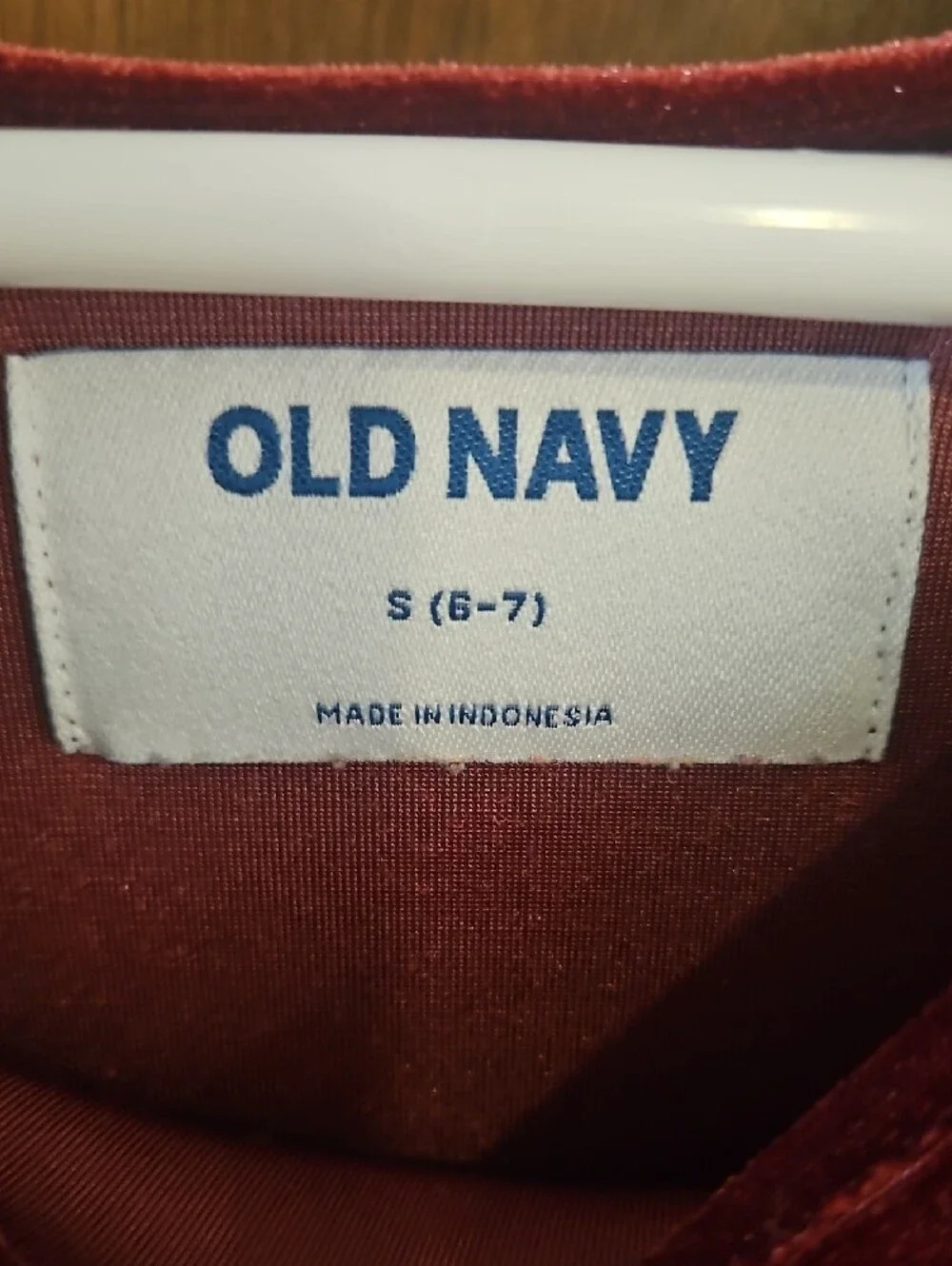 Old Navy Girls' Velvet Long Sleeve Dress in Wine Red